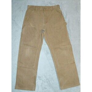 VTG Carhartt Pants Mens 32x29 Beige Double Knee Distressed Grunge See Descript